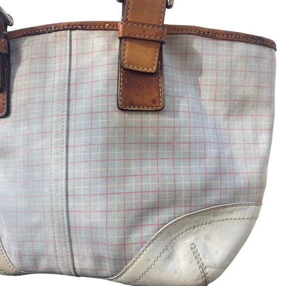 VTG Coach Tattersall Twill Tote Creed L04Q-1823 mini tote shoulder bag - Picture 6 of 10